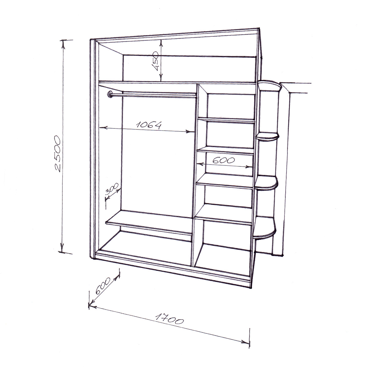 Эскиз шкафа купе в спальню